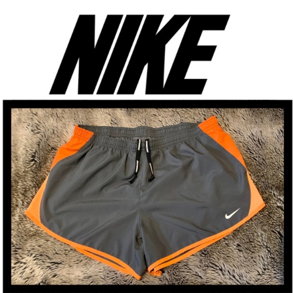 grey and orange nike shorts